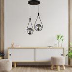 Lbx Lighting Box Yıldız Home Damla Uyum 2.li Siyah-Füme Camlı Avize
