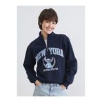 LC Waikiki artı-store Lilo & Stitch lisanslı kadın sweatshirt, dik yakalı ve fermuar kap