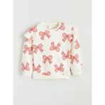 LC Waikiki Baby Ekru Bisiklet Yaka Desenli Kız Bebek Sweatshirt - 2 - 3 Yaş