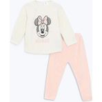 LC Waikiki Baby Ekru Minnie Mouse Baskılı Kız Bebek Tişört ve Eşofman Alt 2'li - 9 - 12 Ay - Krem Rengi