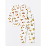 LC Waikiki Baskılı Polo Yaka Uzun Kollu Baskılı Erkek Bebek Pijama Takım - 3 - 6 Ay - Ekru