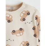 LC Waikiki Bej Bisiklet Yaka Baskılı Erkek Bebek Pijama Takımı - 0 - 1 Ay
