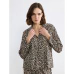 LC Waikiki Bej Gömlek Yaka Leopar Desenli Kadın Pijama Takımı