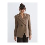 LC Waikiki Bej Kruvaze Yaka Kadın Kaşe Blazer Ceket