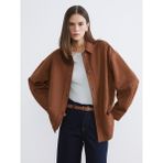 LC Waikiki Bej Oversize Kadın Süet Görünümlü Gömlek - Camel