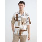 LC Waikiki Bej Regular Fit Geometrik Desenli Erkek Gömlek