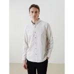 LC Waikiki Bej Slim Fit Uzun Kollu Armürlü Erkek Gömlek - XL