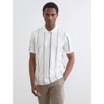 LC Waikiki Beyaz Polo Yaka Çizgili Pike Erkek Tişört - XL