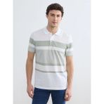 LC Waikiki Beyaz Polo Yaka Çizgili Pike Tişört