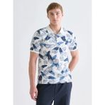 LC Waikiki Beyaz Polo Yaka Desenli Pike Erkek Tişört - XL