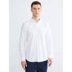 LC Waikiki Beyaz Regular Fit Armürlü Erkek Gömlek - XL