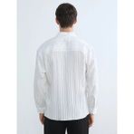 LC Waikiki Beyaz Regular Fit Çizgili Poplin Erkek Gömlek - S
