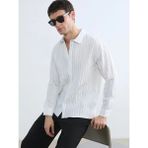 LC Waikiki Beyaz Regular Fit Çizgili Poplin Erkek Gömlek - XL