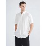 LC Waikiki Beyaz Regular Fit Kısa Kollu Armürlü Erkek Gömlek - XL