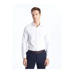 LC Waikiki Beyaz Slim Fit Uzun Kollu Armürlü Erkek Gömlek