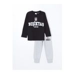 LC Waikiki Bisiklet Yaka Beşiktaş Baskılı Uzun Kollu Erkek Bebek Pijama Takımı