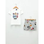 LC Waikiki Bisiklet Yaka Disney Baskılı Kısa Kollu Kız Çocuk Pijama Takımı - 6 - 7 Yaş - Beyaz
