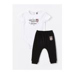 LC Waikiki Bisiklet Yaka Kısa Kollu Beşiktaş Baskılı Erkek Bebek Çıtçıtlı Body ve Pantolon 2'li Takım