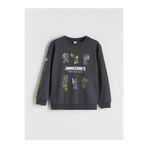 LC Waikiki Bisiklet Yaka Minecraft Baskılı Erkek Çocuk Sweatshirt