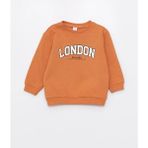 LC Waikiki Bisiklet Yaka Uzun Kollu Baskılı Erkek Bebek Sweatshirt - Koyu Turuncu - 9 - 12 Ay