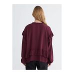 LC Waikiki Bordo Bağlamalı Yaka Oversize Fırfırlı Bluz
