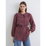LC Waikiki Bordo Bebe Yaka Ekose Kadın Gömlek Tunik - 42