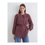 LC Waikiki Bordo Bebe Yaka Ekose Kadın Gömlek Tunik