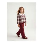 LC Waikiki Bordo Bebe Yaka Ekose Kız Çocuk Bluz Ve Pantolon