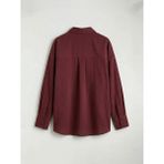 LC Waikiki Bordo Çizgili Oversize Kadın Gömlek - XS