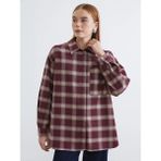 LC Waikiki Bordo Ekose Oversize Kadın Gömlek Tunik