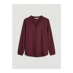 LC Waikiki Bordo Fırfırlı Kaçık Yaka Bluz