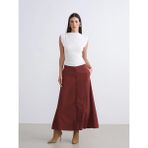 LC Waikiki Bordo Loose Fit A Kesim Müslin Etek - 40