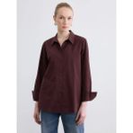 LC Waikiki Bordo Oversize Poplin Kadın Gömlek - 38