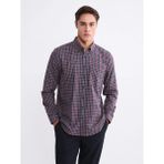 LC Waikiki Bordo Regular Fit Uzun Kollu Ekose Erkek Gömlek