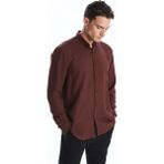 LC Waikiki Bordo Slim Fit Uzun Kollu Armürlü Erkek Gömlek - XL