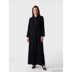 LC Waikiki Büyük Beden Gömlek Yaka Kadın Ferace (S6) - Black - 46