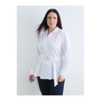 LC Waikiki Büyük Beden Kemerli Yumuşak Dokulu Poplin Bluz