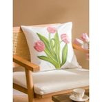LC Waikiki Çiçekli Kırlent Kılıfı 45X45 cm (S6) - Ekru