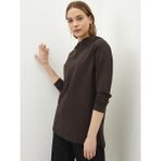 LC Waikiki Classic Kapüşonlu Düz Uzun Kollu Kadın Sweatshirt - Koyu Kahverengi
