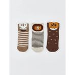 LC Waikiki Desenli Erkek Bebek Soket Çorap 3'lü (W5) - 2 - 3 Yaş - Light Brown