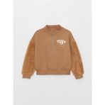 LC Waikiki Dik Yaka Baskılı Uzun Kollu Kız Çocuk Sweatshirt - Dark - 5 - 6 Yaş