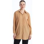 Lc Waikiki Düz Uzun Kollu Oversize Kadın Gömlek Tunik - Latte - 38