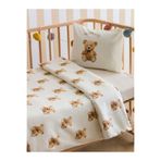 LC Waikiki Ekru Ayıcık Teddy Baskılı Bebek Nevresim Takımı %100 Pamuk 100x150