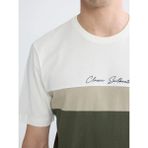 LC Waikiki Ekru Bisiklet Yaka Renk Bloklu Penye Erkek Tişört - 4XL