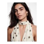 LC Waikiki Ekru Halter Yaka Puantiyeli Fular Detaylı Bluz