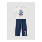 LC Waikiki Ekru Lilo & Stitch Baskılı Kız Çocuk Eşofman Takımı