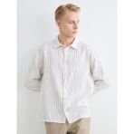 Lc Waikiki Ekru Regular Fit Çizgili Müslin Erkek Gömlek - XL