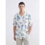LC Waikiki Ekru Regular Fit Resort Yaka Desenli Viskon Erkek Gömlek