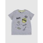 LC Waikiki Erkek Bebek Kısa Kol Bisiklet Yaka T-Shirt - 9 - 12 Ay - Gri Melanj
