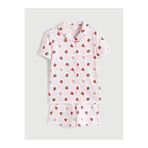 LC Waikiki Gömlek Yaka Çilek Desenli Kız Çocuk Şortlu Pijama Takımı (S6)
